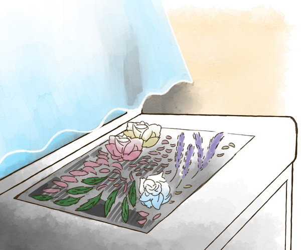 材料の花を乾燥させる