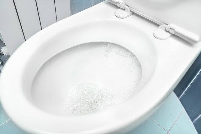 水が流れている便器